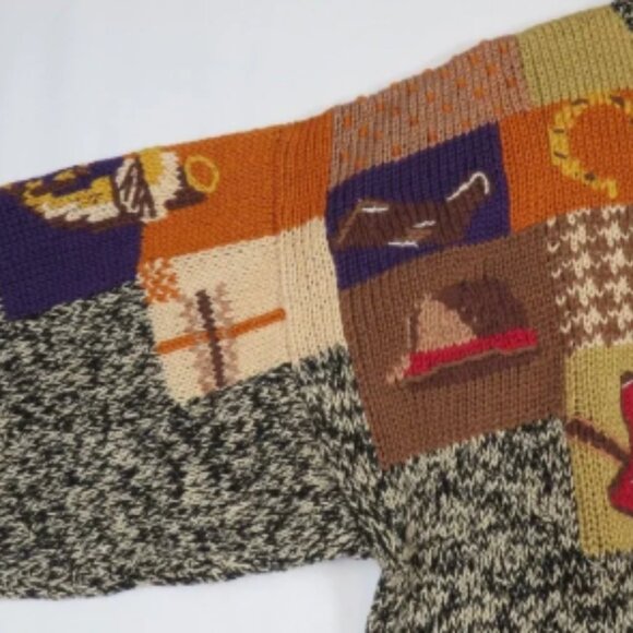 Roberta Frost Hand-Knitted Cotton‎ Patchwork Sweater Western Cowboycore Large - Picture 6 of 6